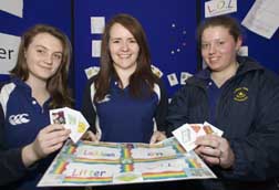Team members from Coláiste Muire, Crosshaven; with their project
            Lockdown on Litter.
