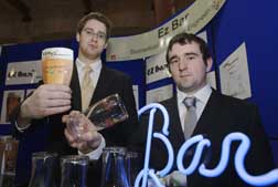 Barry McKenna and Conor Nevin-Maguire, Biomedical Eng and
            Mechanical Eng, CIT; Best Exhibition Stand winners  E Z Bar.